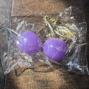 Purple Cherry Keychain bag charm gold toned